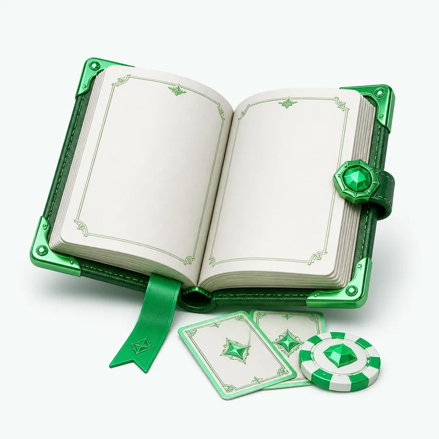 Open rulebook with cards — Fairground Slots